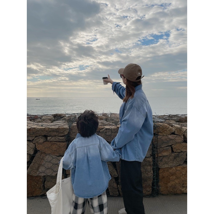 Áo jean denim wax dài tay cao cấp cho bé A824