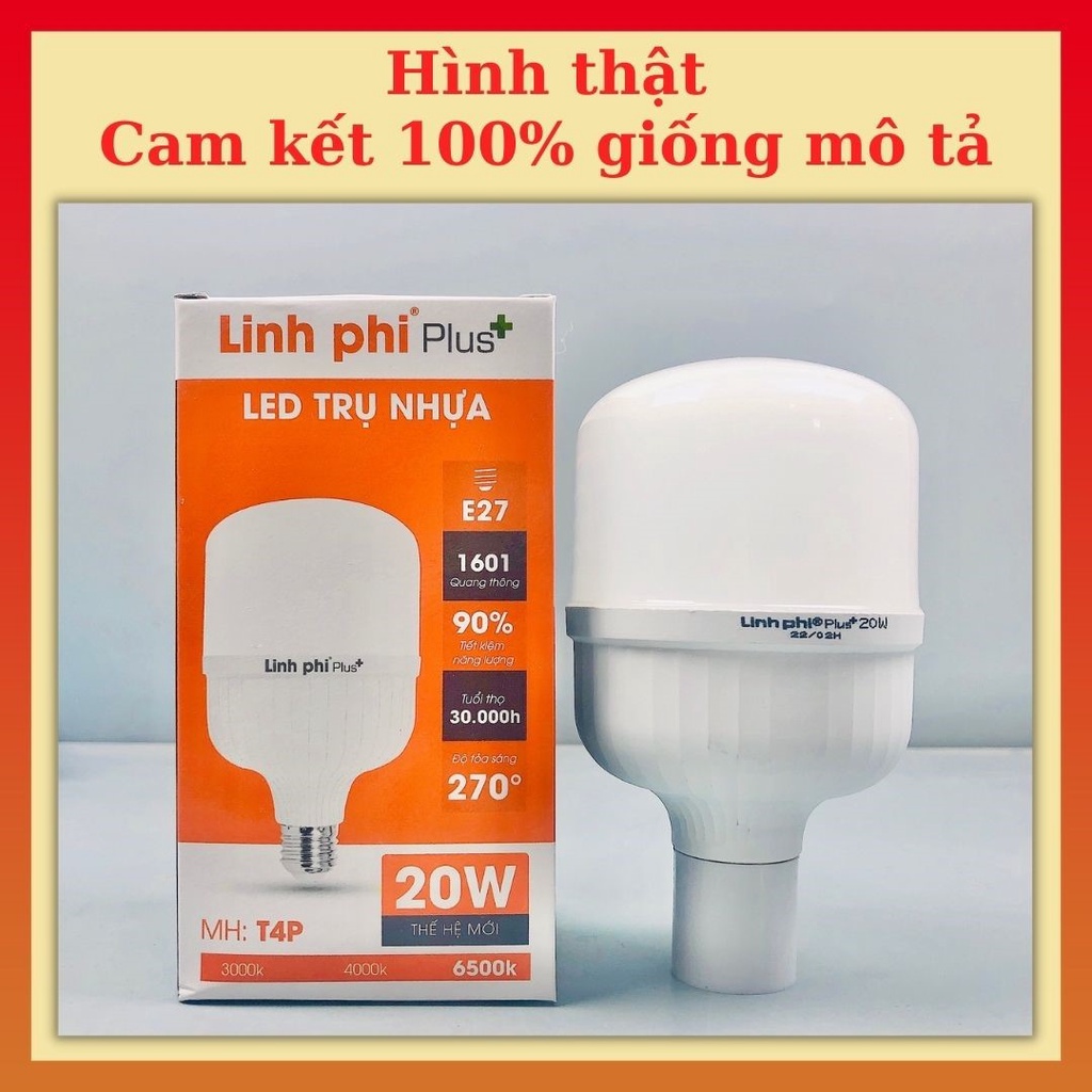 COMBO 10 Bóng đèn LED 20W siêu sáng tiết kiệm điện chống nước, LED BULB trụ chính hãng LINH PHI BH đổi mới 6 tháng