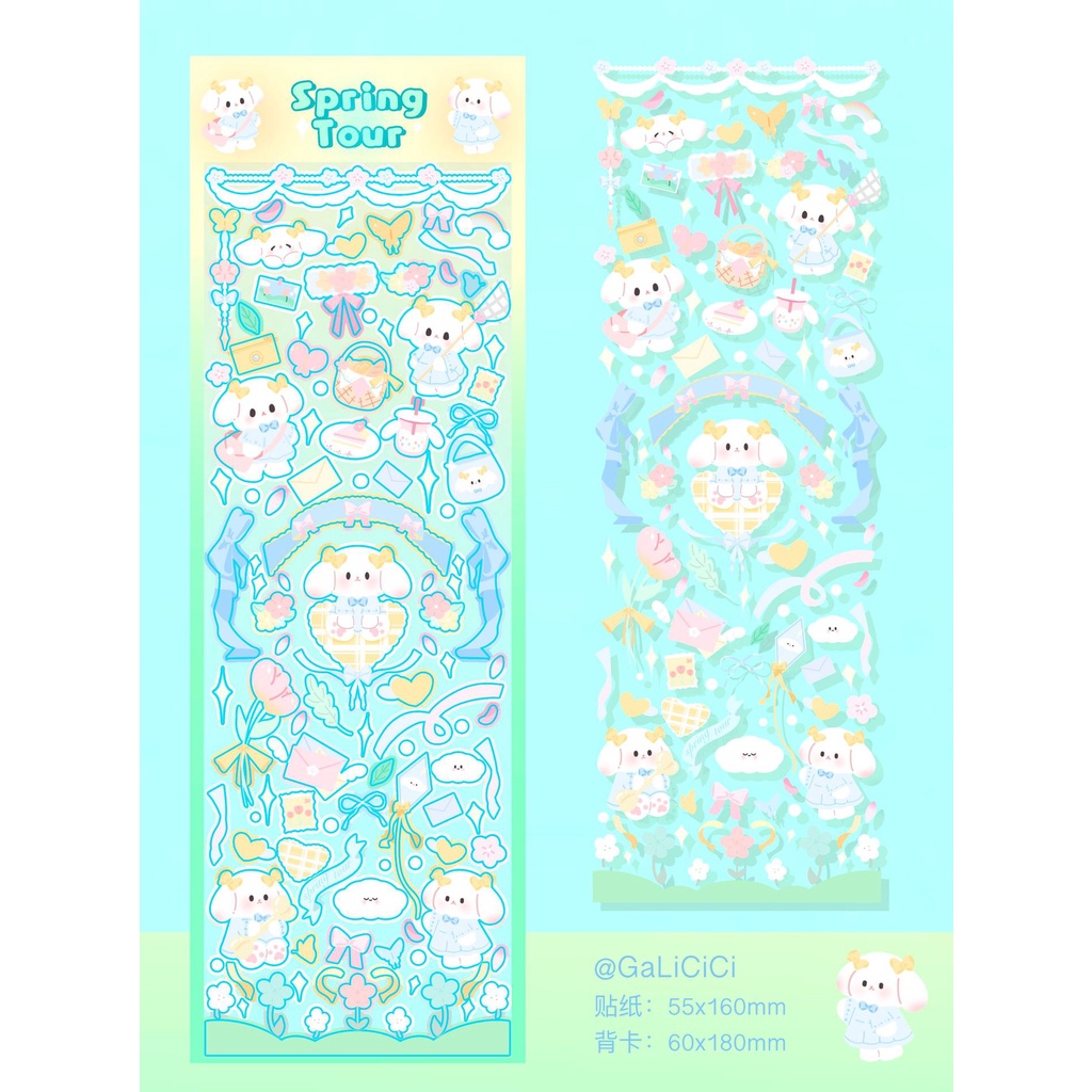 Peach 1Pcs GALICICI Rock Puppy Flower Spring Tour Stickers Journal Scrapbook Decor Sticker