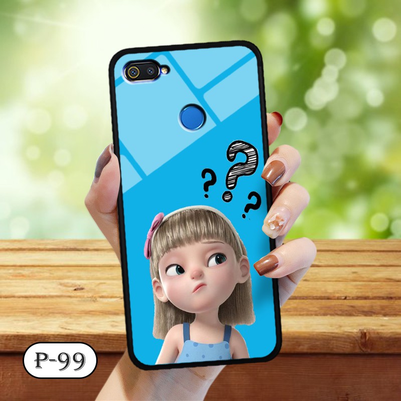 Ốp lưng kính 3D OPPO A12- hình cute