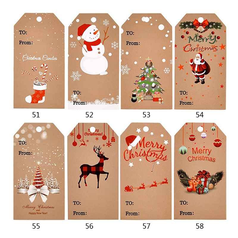 Set 100 thẻ tag bằng giấy kraft kèm dây treo treo cây thông trang trí lễ giáng sinh diy