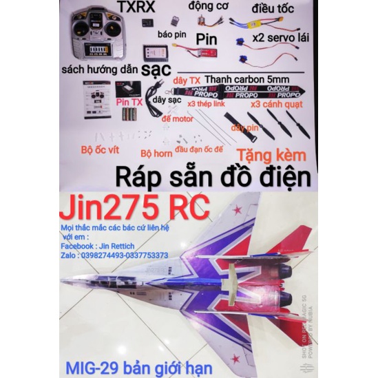 Combo đầy đủ MiG 29 bản giới hạn về chỉ việc bay ( quay video test+ hướng dẫn, ráp sẵn đồ điện )