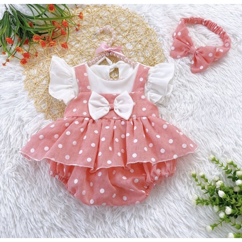 H49 Body liền váy tặng nơ cho bé mã 49063