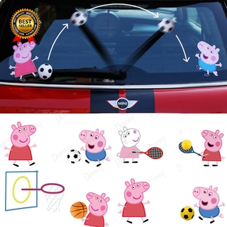 Decal Hình Heo Peppa Vui Nhộn Dán Kính Chắn Gió Xe Hơi