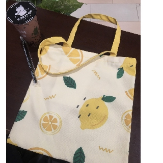 Túi vải canvas đeo vai họa tiết quả Chanh thời trang Mixie có dây kéo và túi nhỏ bên trong túi tote đeo chéo đựng đồ