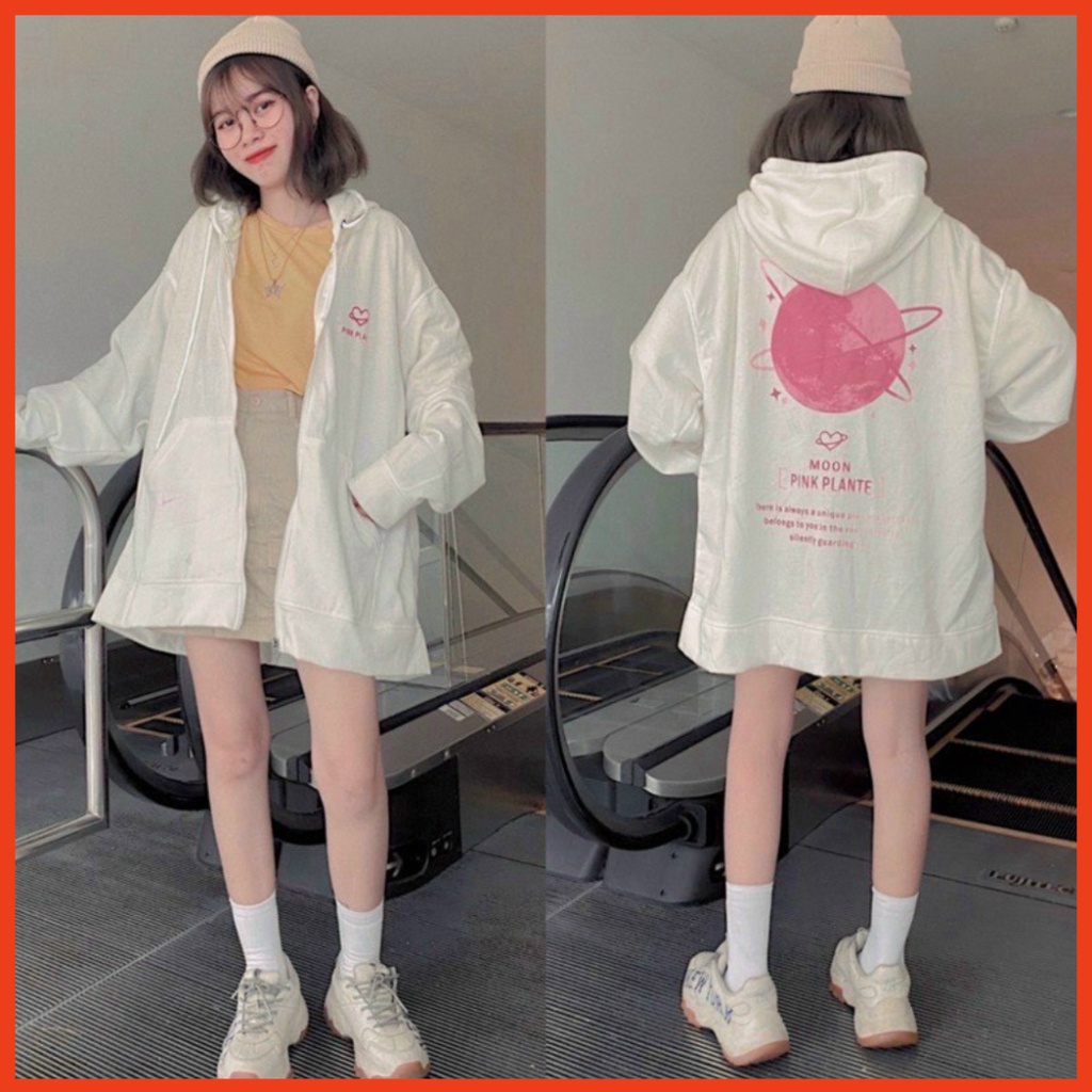 Áo khoác nam nữ Hoodie nỉ trơn Basic in 5D form rộng tay bồng khóa kéo có mũ Ulzzang giá rẻ màu đen, trắng K101 | BigBuy360 - bigbuy360.vn