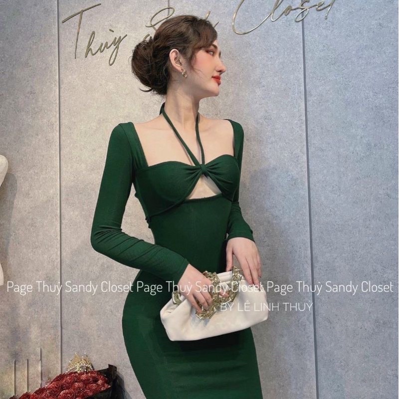 ĐẦM BODY CỔ VUÔNG DÂY RÚT NGỰC DÁNG DÀI SEXY