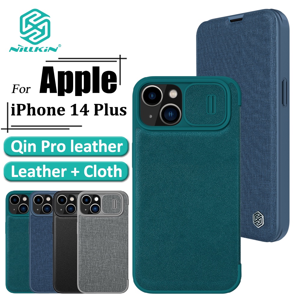 Ốp Điện Thoại Nillkin QIN Pro Bằng Vải Da Nắp Lật Chống Sốc Có Ngăn Đựng Thẻ Và Giá Đỡ Cho iPhone 14 Plus
