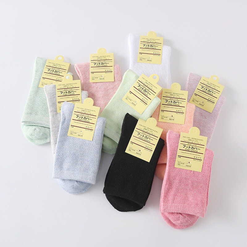 Tất Vớ Cổ Ngắn Chất Cotton Kháng Khuẩn Xuất Nhật Nhiều Màu