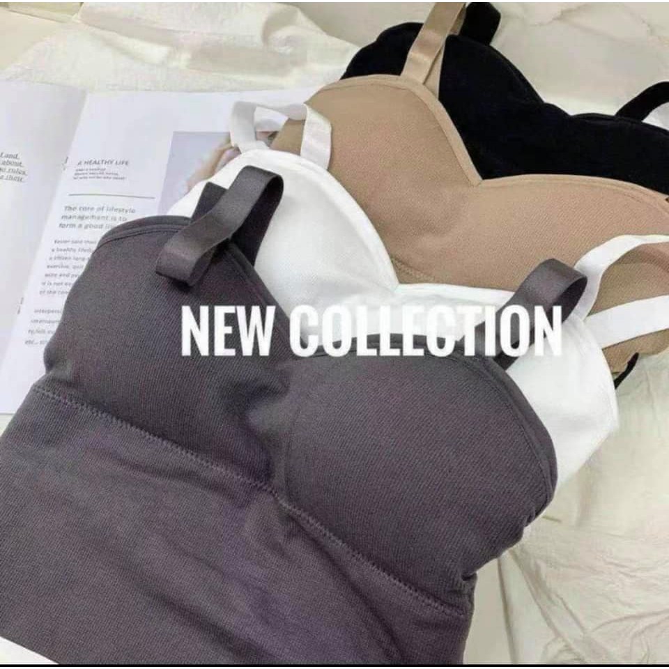 Áo lót nữ bra hai dây không gọng có mút ngực cotton mềm ôm sát thấm hút tốt mặc tập gym yoga mặc áo trong đa năng