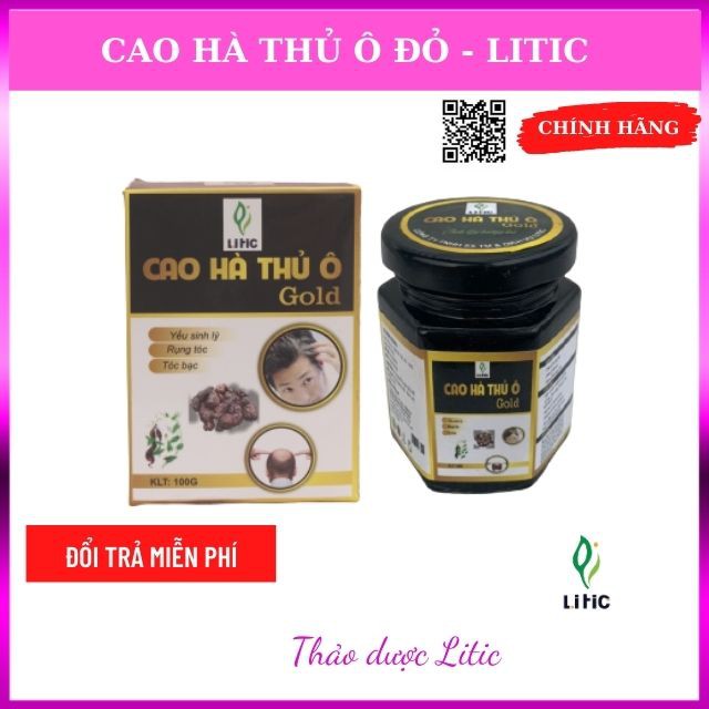 Cao Hà Thủ ô gold LITIC 100g, ngăn tóc bạc sớm, kích mọc tóc, chống dụng tóc, đẹp da, mạnh gân cốt, bồi bổ cơ thể MHTO