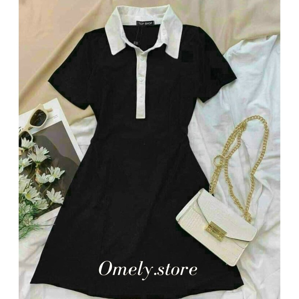 [Mã SKAMLTSW11 giảm 10% đơn 99K] Váy Polo Body Nữ Đen Viền Cổ Trắng Siêu Xinh Chất Liệu Cotton Thoáng Mát | BigBuy360 - bigbuy360.vn