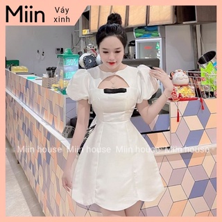 Váy tapta chân sóng phối nơ ngực