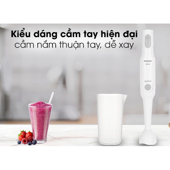 Máy xay cầm tay Philips công suất 650W, cối xay bằng nhựa an toàn, lưỡi dao sắc bén, bảo hành 2 năm chính hãng - HR2531