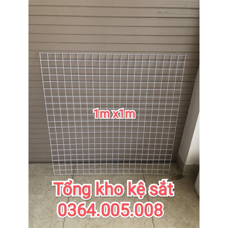 , Lưới sắt treo phụ kiện, tấm lưới ô vuông 1m x 1m - trắng, đen