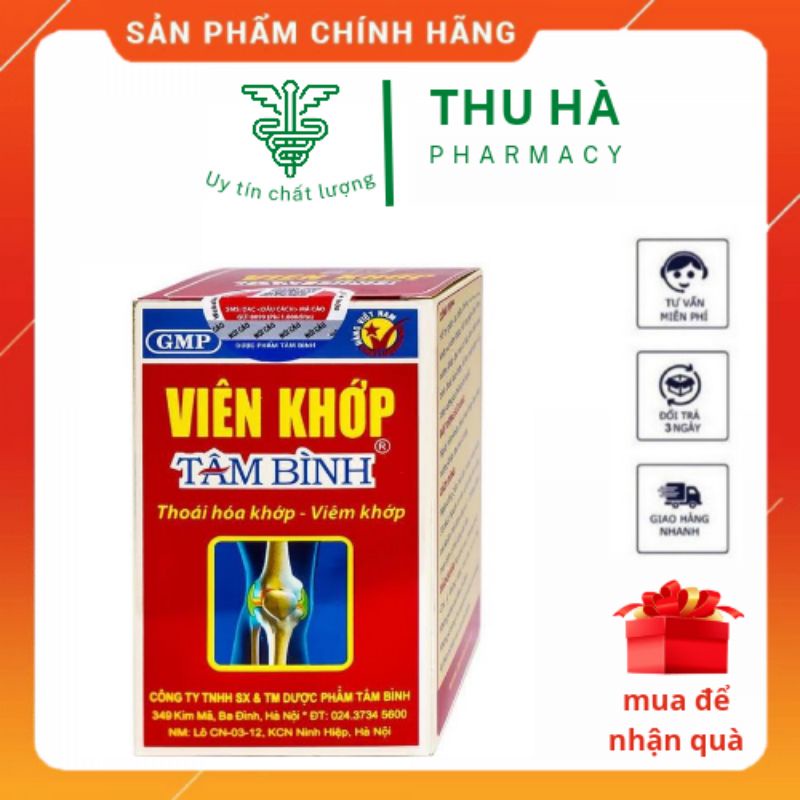 Viên khớp tâm bình hỗ trợ giảm thoái hóa cột sống, đau nhức xương khớp lọ 60 viên