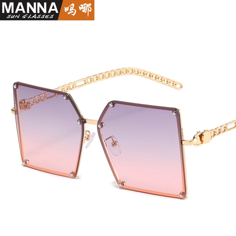 Kính mát gọng vuông lớn không viền thời trang cho nữ