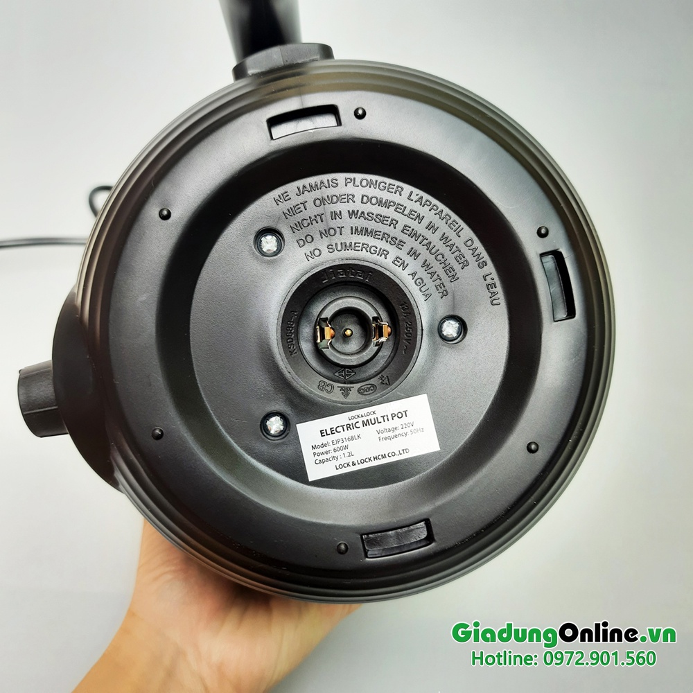 Ca Điện, Nồi Điện Mini Đa Năng Chính Hãng Lock&amp;Lock Multi Pot 1.2L EJP316BLK