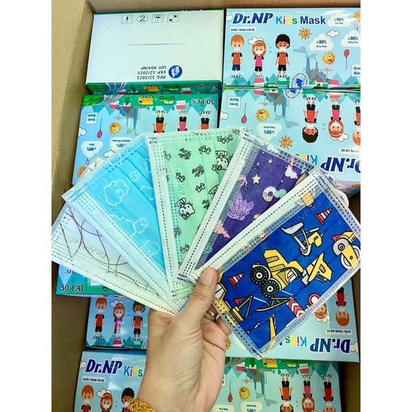 Hộp 10-50 cái khẩu trang cho bé 1-10 tuổi(