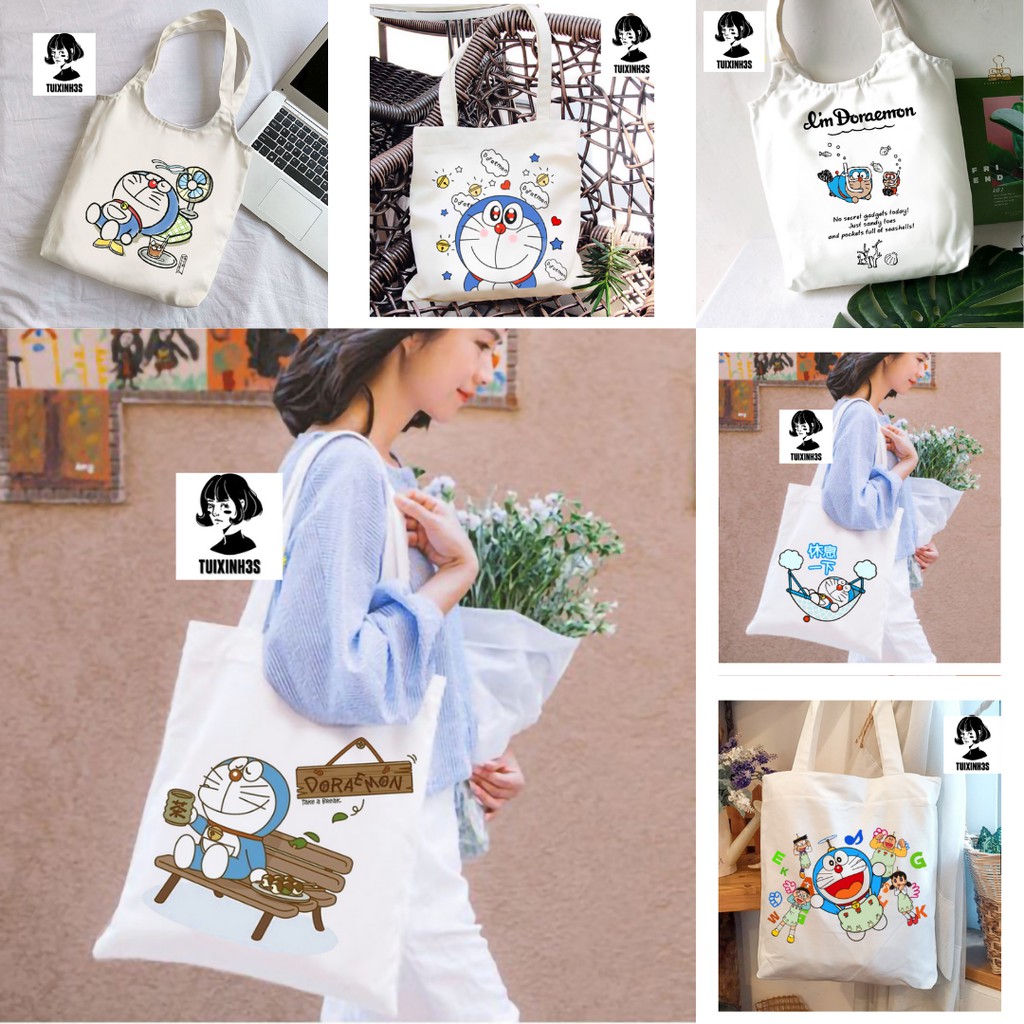 Túi Tote Tuổi Thơ DoraEmon Vải Canvas Đi Học Đi Chơi