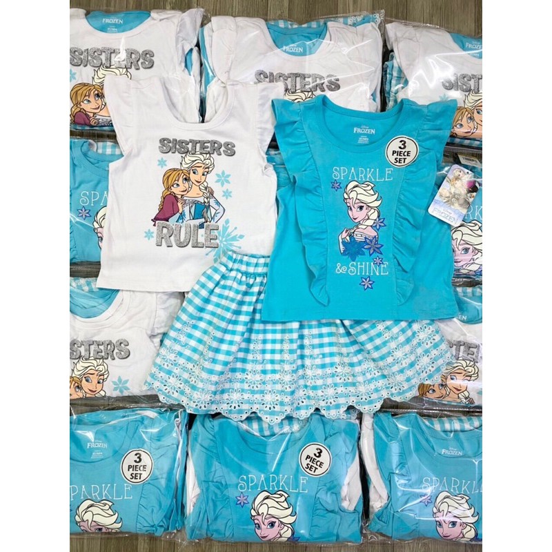 Set váy đầm Elsa bé gái gồm 2 áo 1 váy. Size 2-4 tuổi