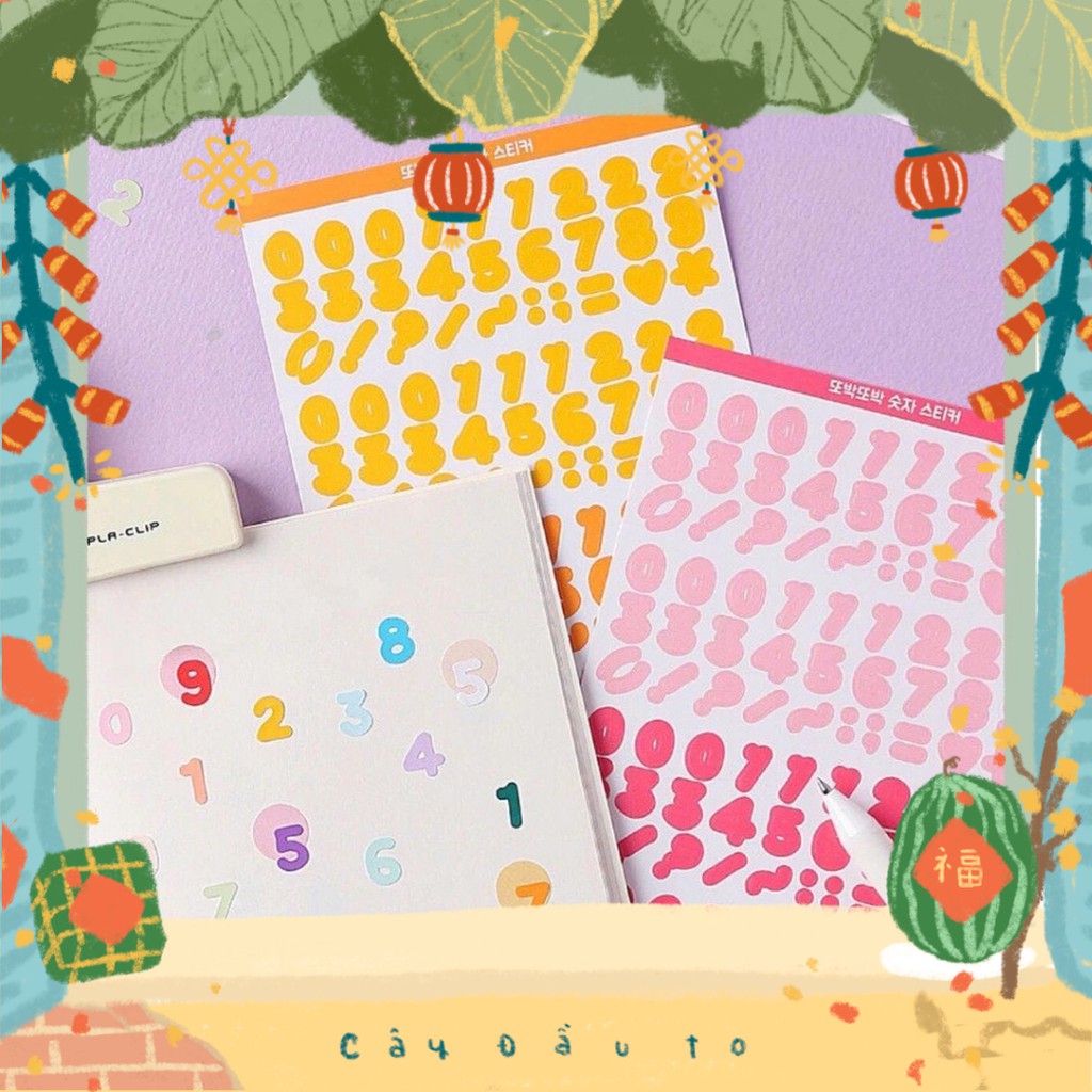 Tấm Hình Dán Hàn Quốc Chữ Và Số Number and Alphabet Sticker Wannathis Design Korea