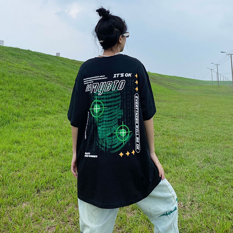 NRVP Áo Thun Nữ Oversize Cổ Tròn Thời Trang Hàn Quốc