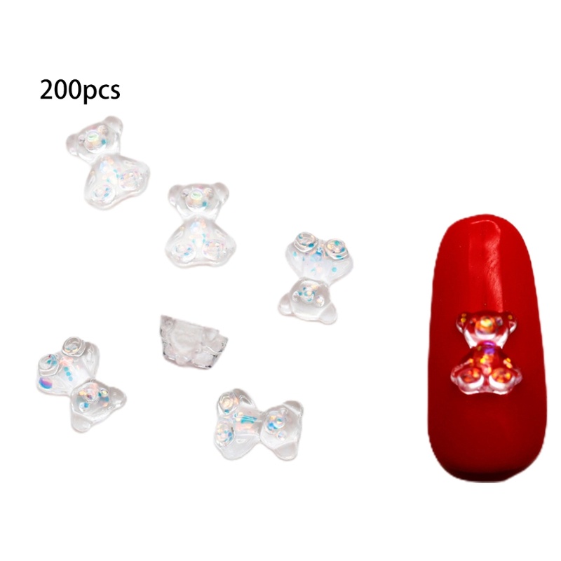 Set 200 Phụ Kiện Trang Trí Móng Tay Nghệ Thuật Hình Gấu Gummy Dễ Thương