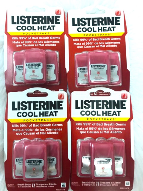 Miếng ngậm thơm miệng Listerine Pocketpaks Cool Heat 72 miếng (Vị quế)