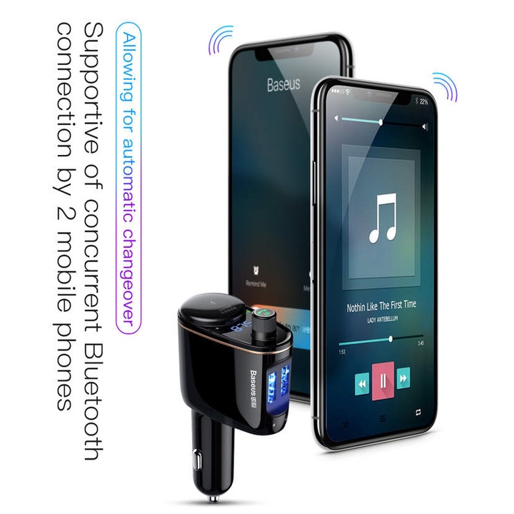 Tẩu nghe nhạc ô tô Baseus CCALL-RH01: Bluetooth V4.2, cổng sạc lên đến 3.4A