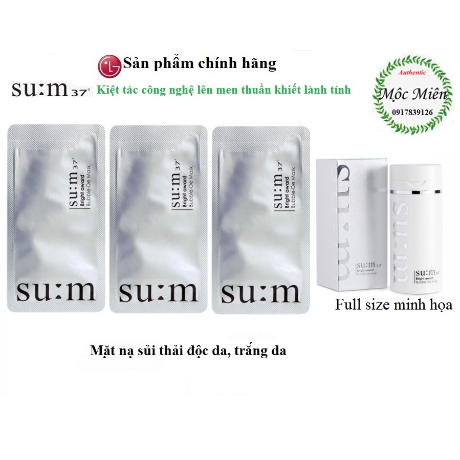 Mặt Nạ Sủi Bọt Thải Độc Sum Trắng Su:m37 Bright Award Bubble-De Mask