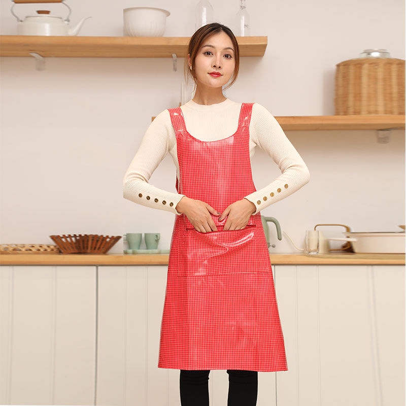 Phiên bản Hàn Quốc của tạp dề dây da pu dành cho nữ nhà bếp, tạp dề da nấu ăn chống thấm và chống dầu