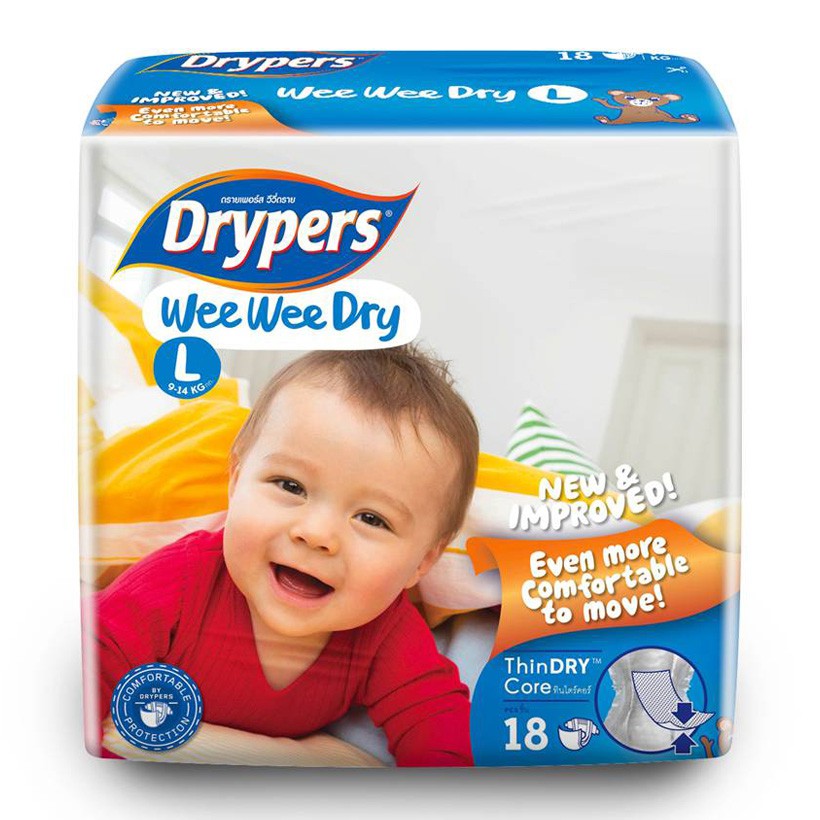 Tã dán Drypers Wee Wee Dry size L3,L18 (9-14kg)