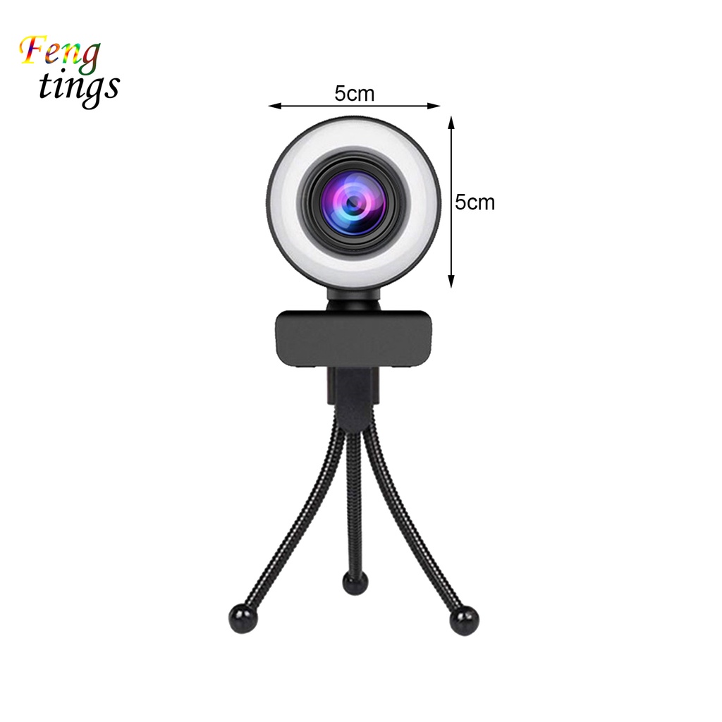 Webcam 1080P/2K kèm vòng đèn hình nhẫn dùng cho phát sóng trực tiếp