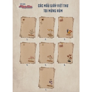 [Set 10 giấy viết thư] Giấy viết thư tay tinh tế, chất mộc từ giấy kraft, họa tiết phù hợp với mọi chủ đề