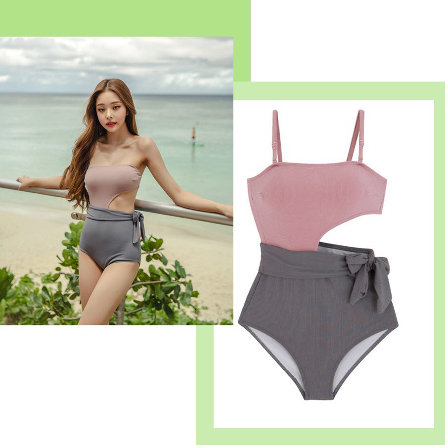 (Hàng Nhập) Bikini màu Nude liền thân cut-out Phiên bản Hàn quốc #1937