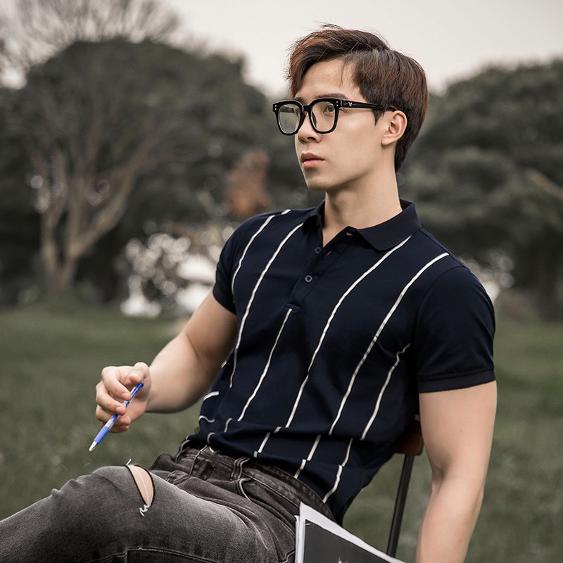 Áo Polo Nam In Kẻ Sọc Chất Thun Mát Co Giãn CEFFYLO Form Slimfit Hiện Đại Cùng Những Tone Màu Trẻ Trung