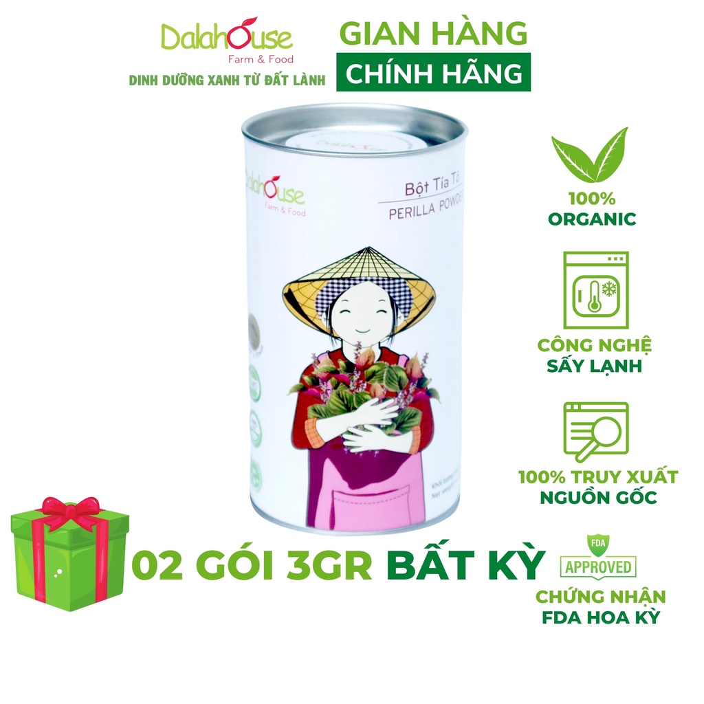 Bột tía tô nguyên chất Dalahouse công nghệ sấy lạnh tiêu chuẩn Châu Âu hộp 120 gr