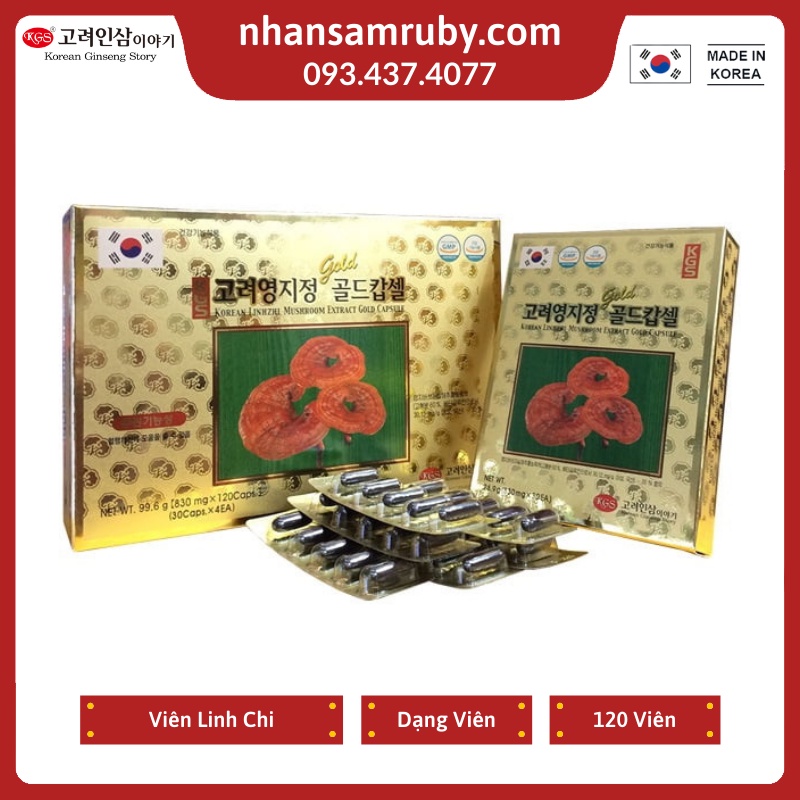Viên Linh Chi Hộp Giấy KGS 99.6g (830mg x 30viên x 4hộp)
