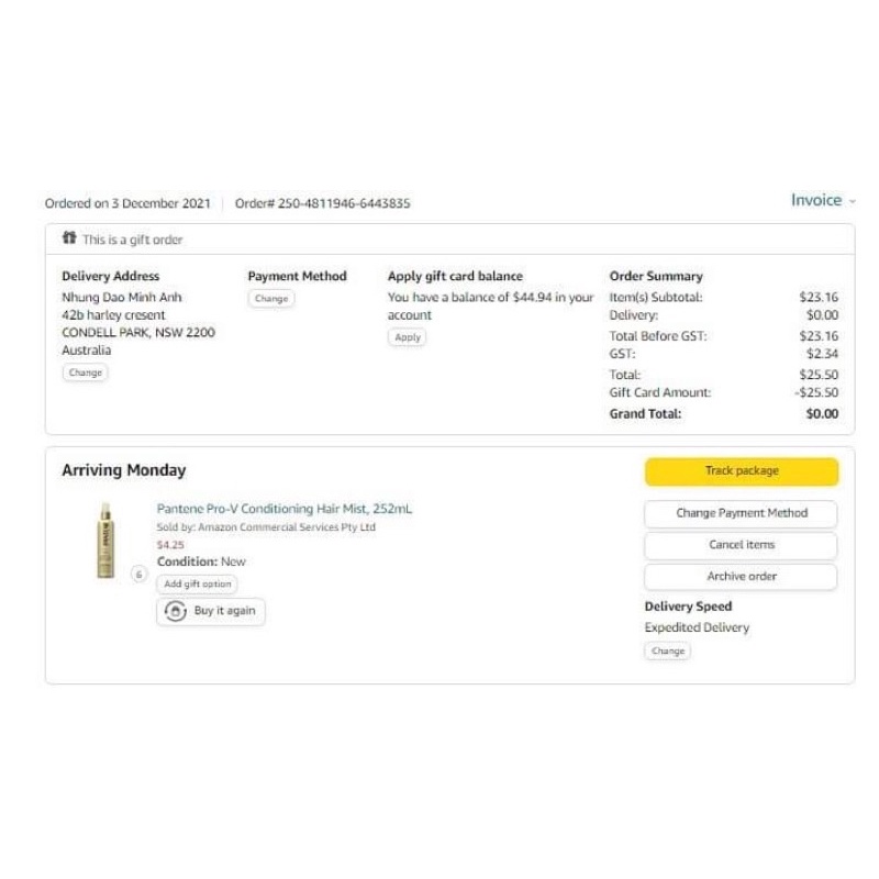 Xịt Dưỡng Tóc Pantene Conditioning Mist Treatment 252ml