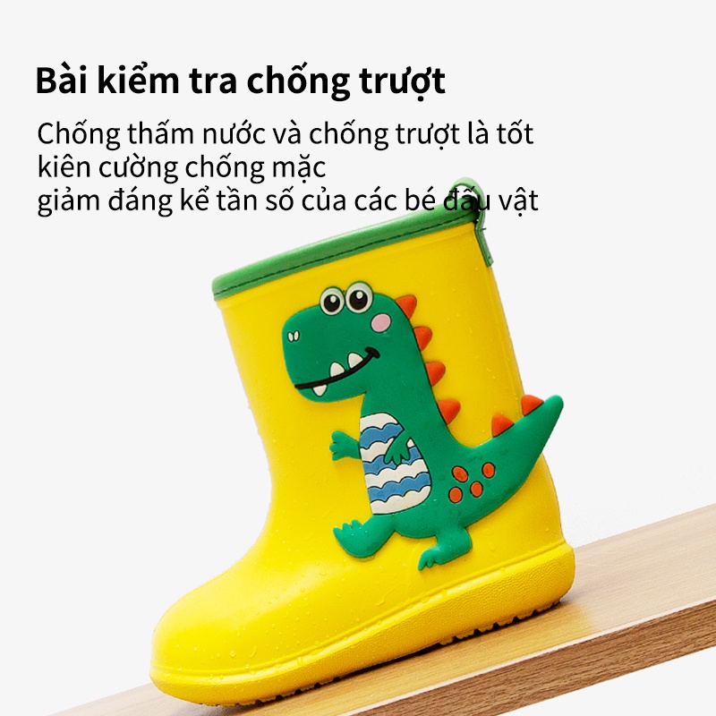 Giày Bốt Đi Mưa Cheerful Mario Bằng Eva Chống Trượt Chống Thấm Nước In Hoạt Hình Khủng Long Dễ Thương Cho Bé