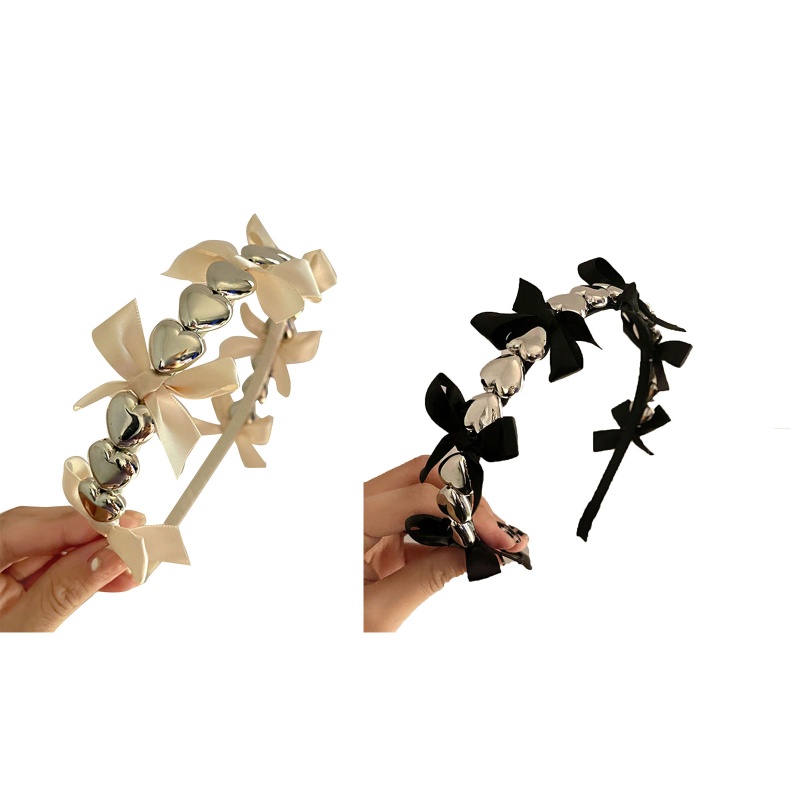 Flgo Băng Đô Cài Tóc Ruy Băng Bằng Kim Loại Hình Trái Tim Ngọt Ngào Cho Nữ