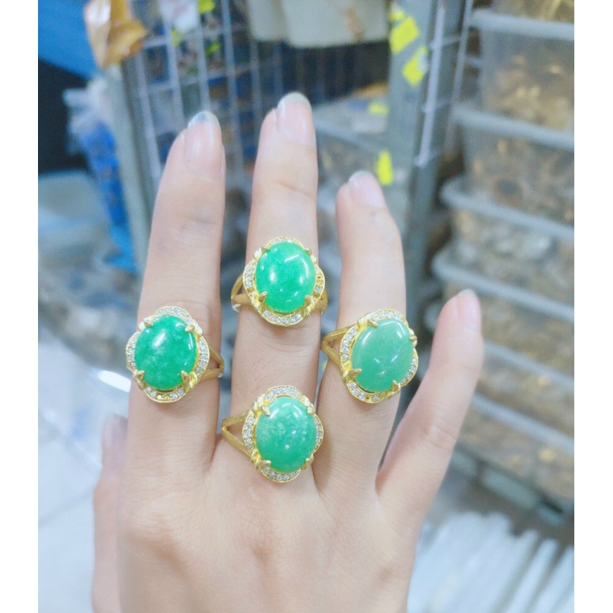 Nhẫn Nữ Mạ Vàng 18K Đính Đá Màu Xanh Lá Mẫu 01.270822