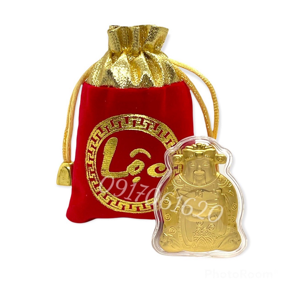 Thỏi Ông Thần Tài Mạ Vàng Tặng Kèm Túi Gấm Phúc - Lộc. Thần Tài Khai Lộc Phong Thủy May Mắn- Vía Ngày Thần Tài