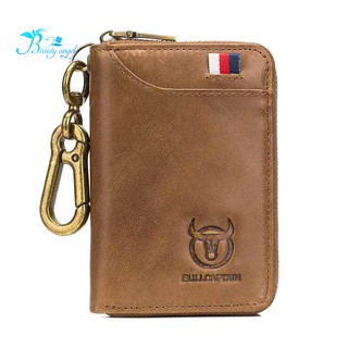 Bullcaptain Leather Men&Women Wallet Uni Rfid Blocking Business Card Holder Coin Purse Key Case
