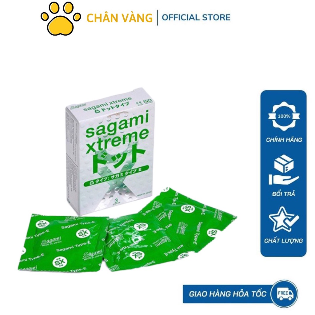 Bao cao su Sagami Xtreme White siêu mỏng gân gai Nhật bản - Hộp 3 cái - Cam kết che tên, kín đáo