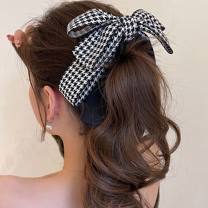 Kẹp Tóc Đuôi Ngựa Đính Nơ Đơn Giản Mừng Năm Mới