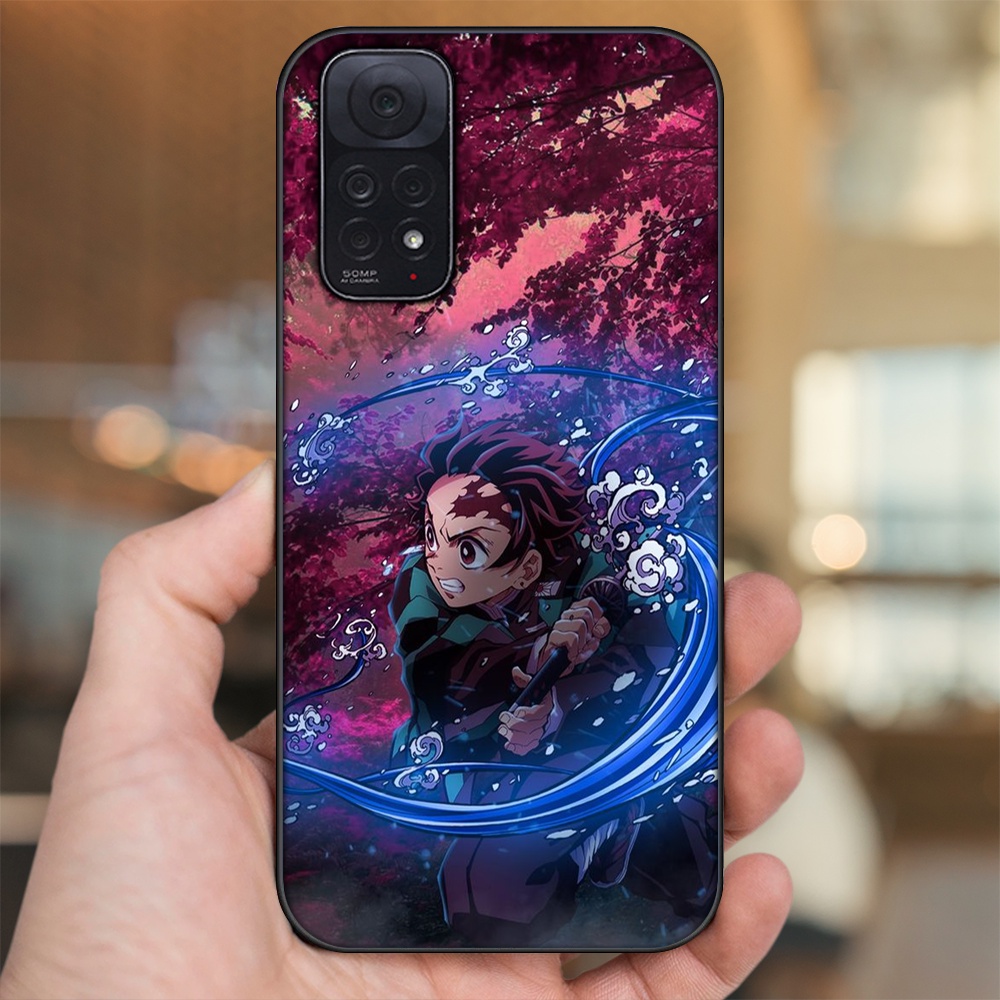 Ốp lưng Xiaomi Redmi Note 11, Note 11s viền đen in hình Tanjiro Kimetsu No Yaiba