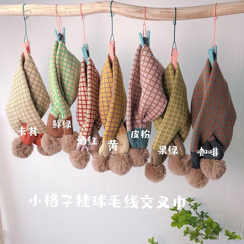 Khăn choàng cổ giữ ấm họa tiết sọc caro thời trang mùa đông phong cách Hàn Quốc dễ thương cho bé