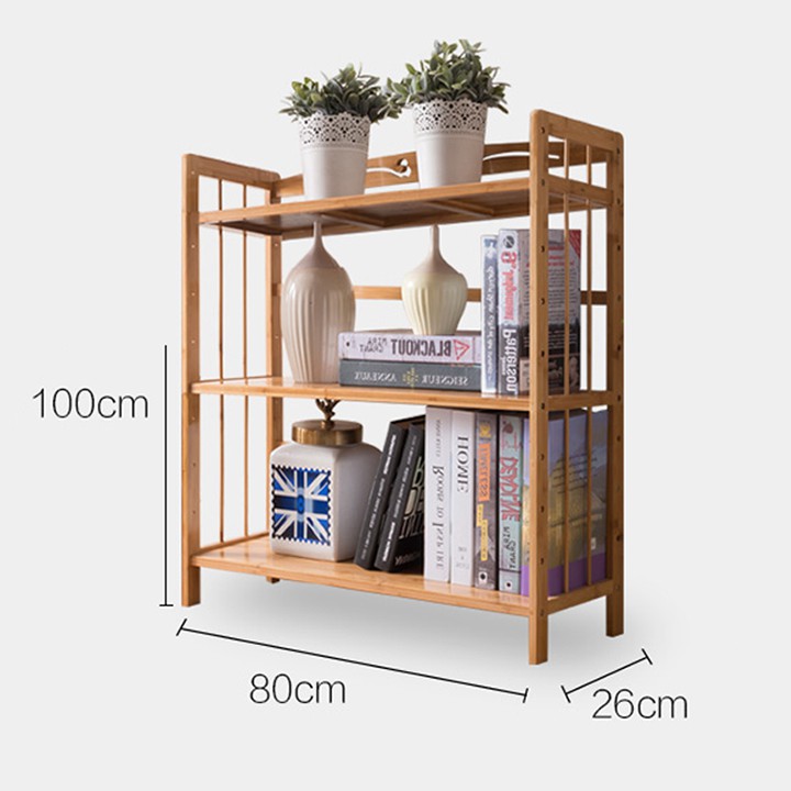 Kệ sách/trang trí bằng tre 3 tầng 80x26x100 -RE0390